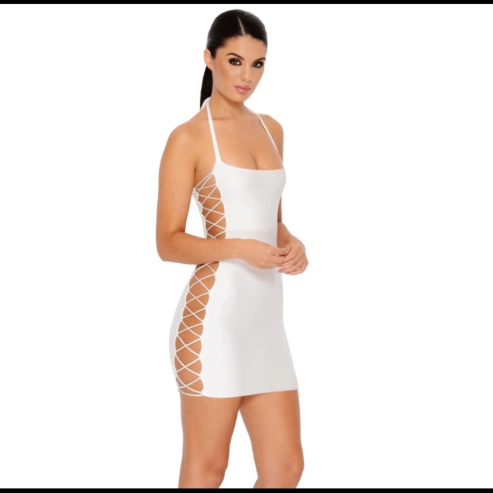OhPolly Lace up side mini dress